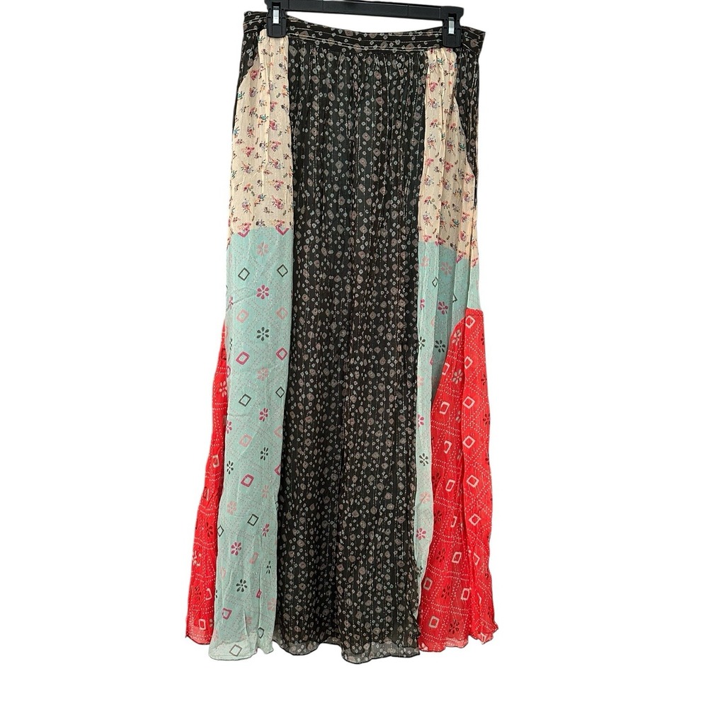 Anthropologie Verb Margot Shimmer Patchwork Peasant Maxi Skirt Festival #GG3-5 - Picture 2 of 12
